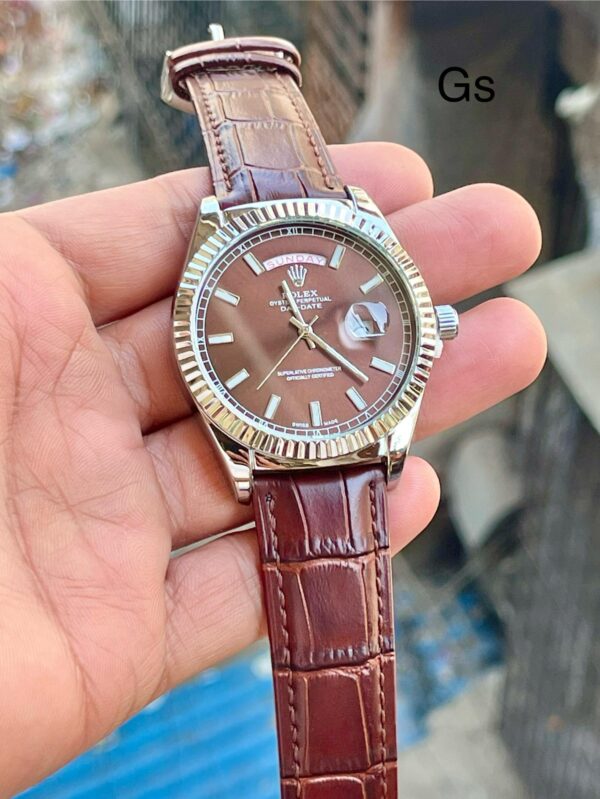 ROLEX MENS PREMIUM WATCH WITH BROWN STRAP