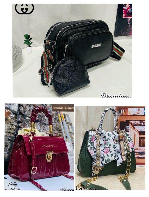 IMPORTED WOMENS PURE LEATHER HIGH QUALITY COMBO PACK OF 3 HANDBAGS FOR ALL STYLES
