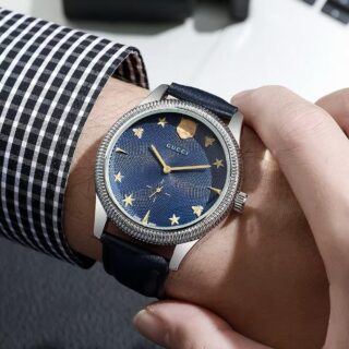 GUCCI MENS STRAP CIRCLE DIAL PREMIUM WATCH