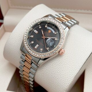 ROLEX MENS STAINLESS STEEL HIGH QUALITY DIAMOND COVERED PREMIUM WATCH